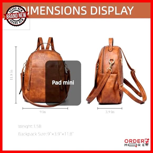Leather Mini Backpack Purse Convertible Shoulder Bag Roomy Compartments main image 5
